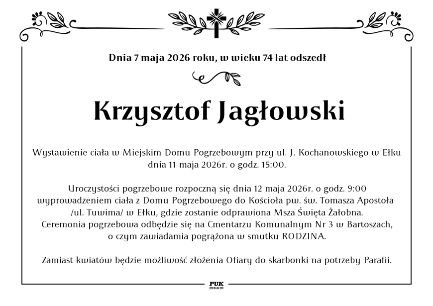 Krzysztof Jagłowski - nekrolog